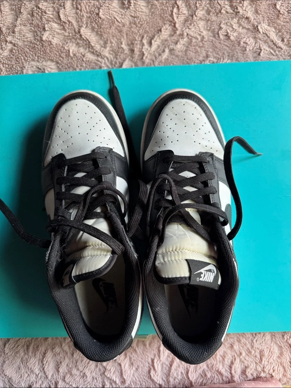 Nike Black and White Low-Top Sneakers with Cream Tongues